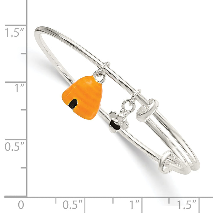 Sterling Silver Enameled Bee and Beehive Expandable Bangle