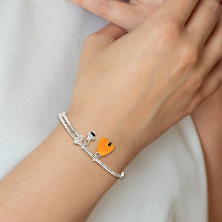 Sterling Silver Enameled Bee and Beehive Expandable Bangle