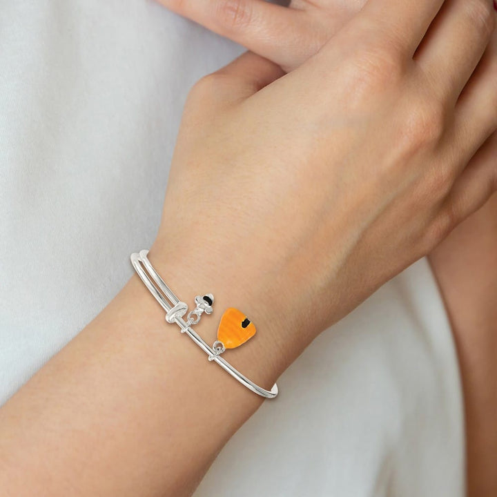 Sterling Silver Enameled Bee & Beehive Expandable Bangle