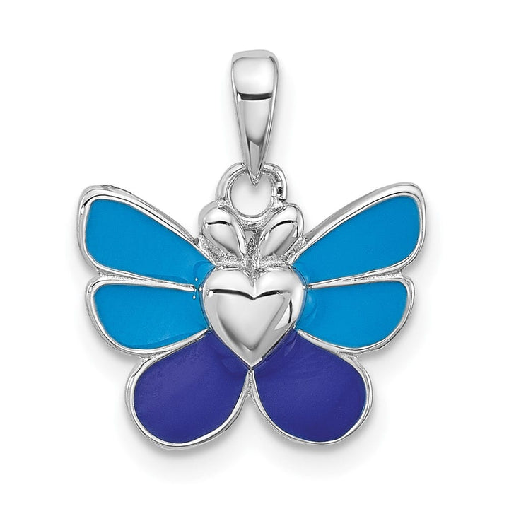Sterling Silver Enameled Butterfly Youth Pendant, Earring & Ring Set