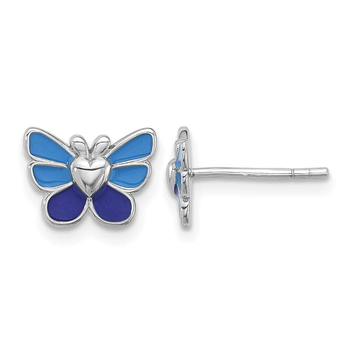 Sterling Silver Enameled Butterfly Youth Pendant, Earring & Ring Set