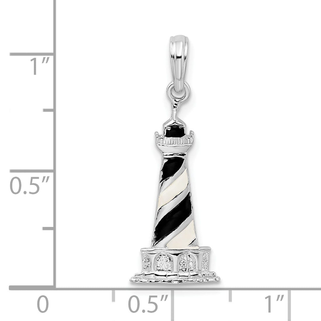 Sterling Silver Enameled Cape Hatteras Lighthouse Pendant