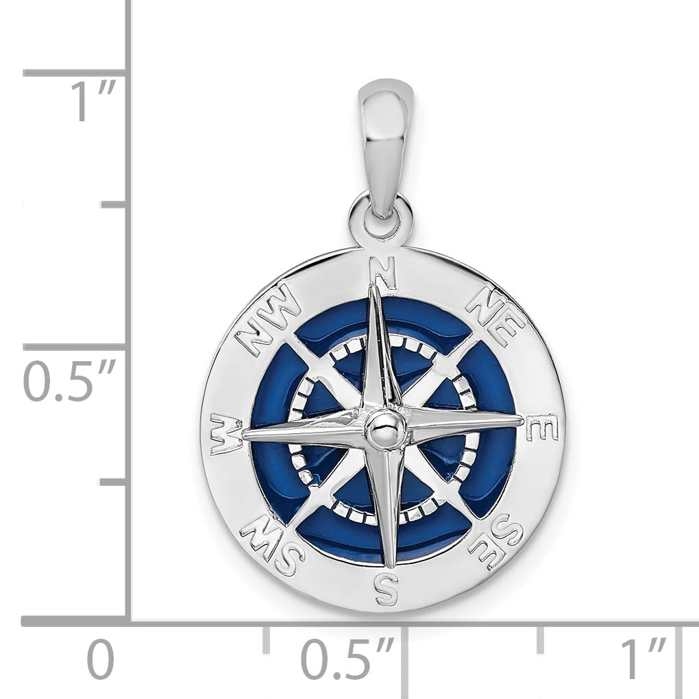 Sterling Silver Enameled Compass Pendant
