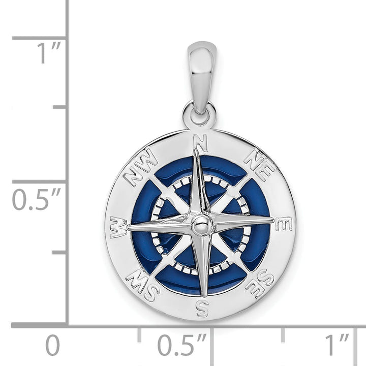 Sterling Silver Enameled Compass Pendant