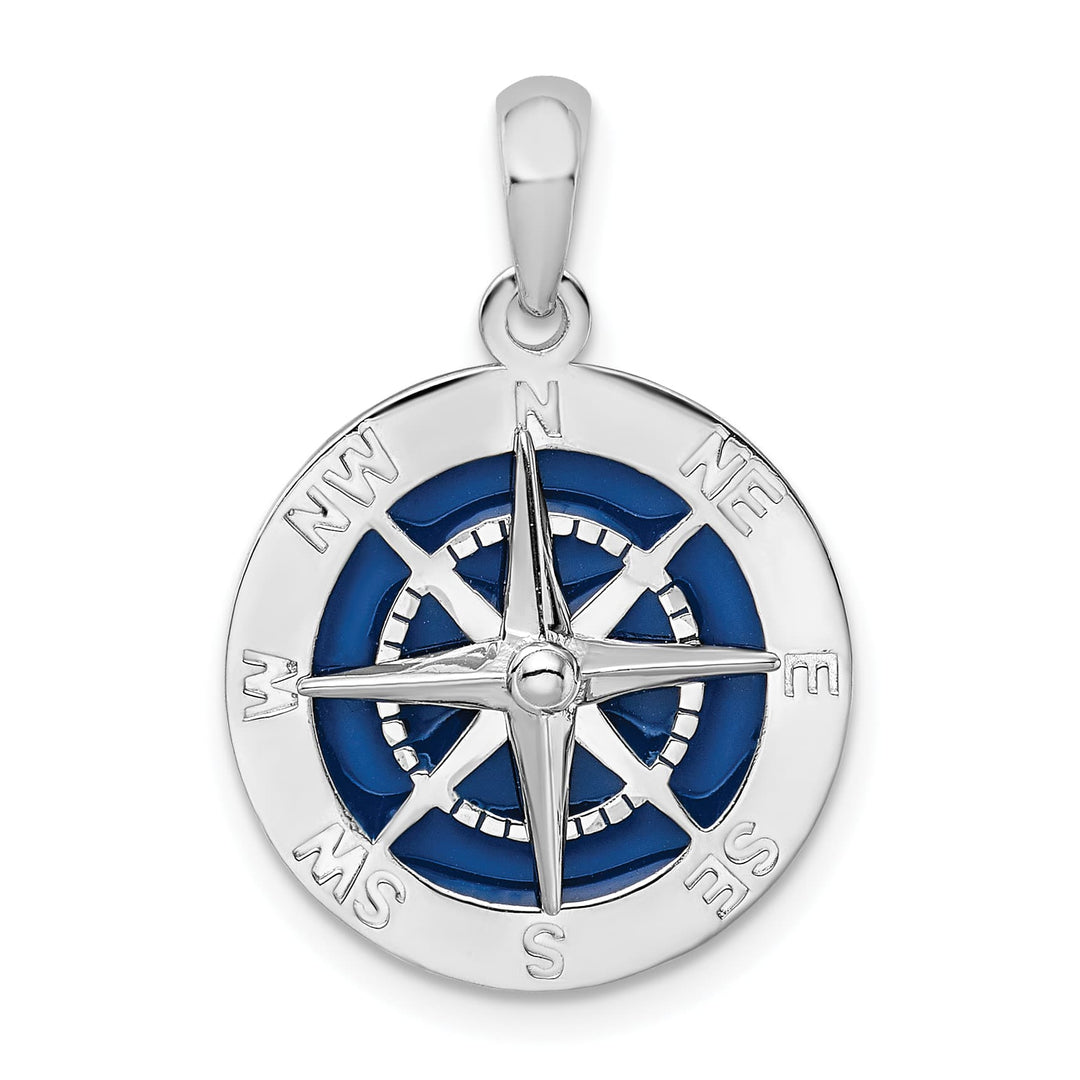 Sterling Silver Enameled Compass Pendant