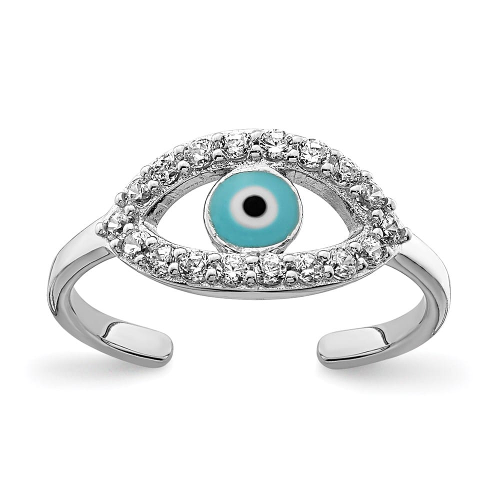 Sterling Silver Enameled & CZ Eye Toe Ring