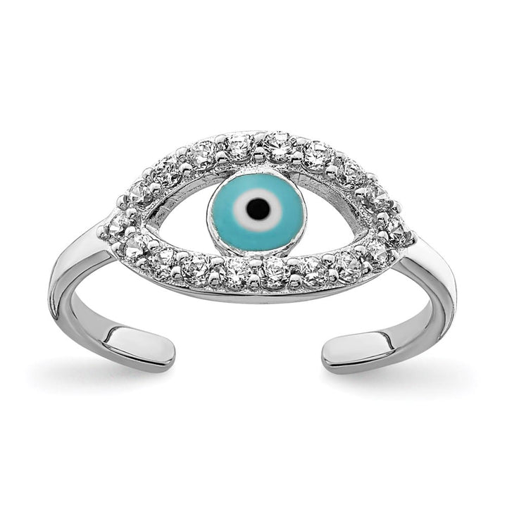 Sterling Silver Enameled & CZ Eye Toe Ring