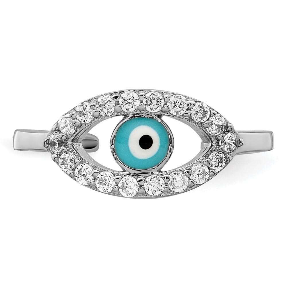 Sterling Silver Enameled & CZ Eye Toe Ring