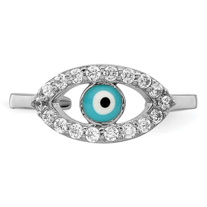 Sterling Silver Enameled & CZ Eye Toe Ring