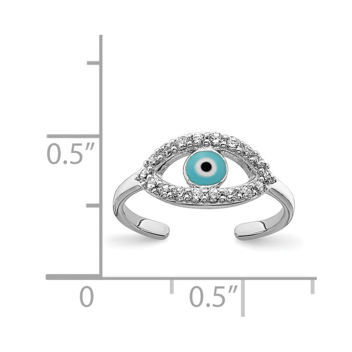 Sterling Silver Enameled & CZ Eye Toe Ring