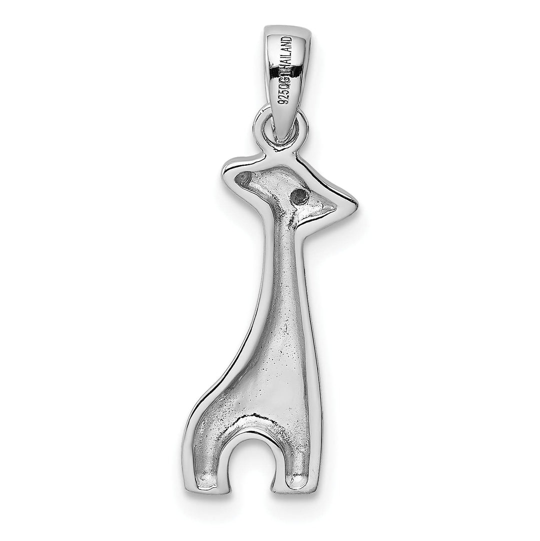 Sterling Silver Enameled CZ Giraffe Pendant