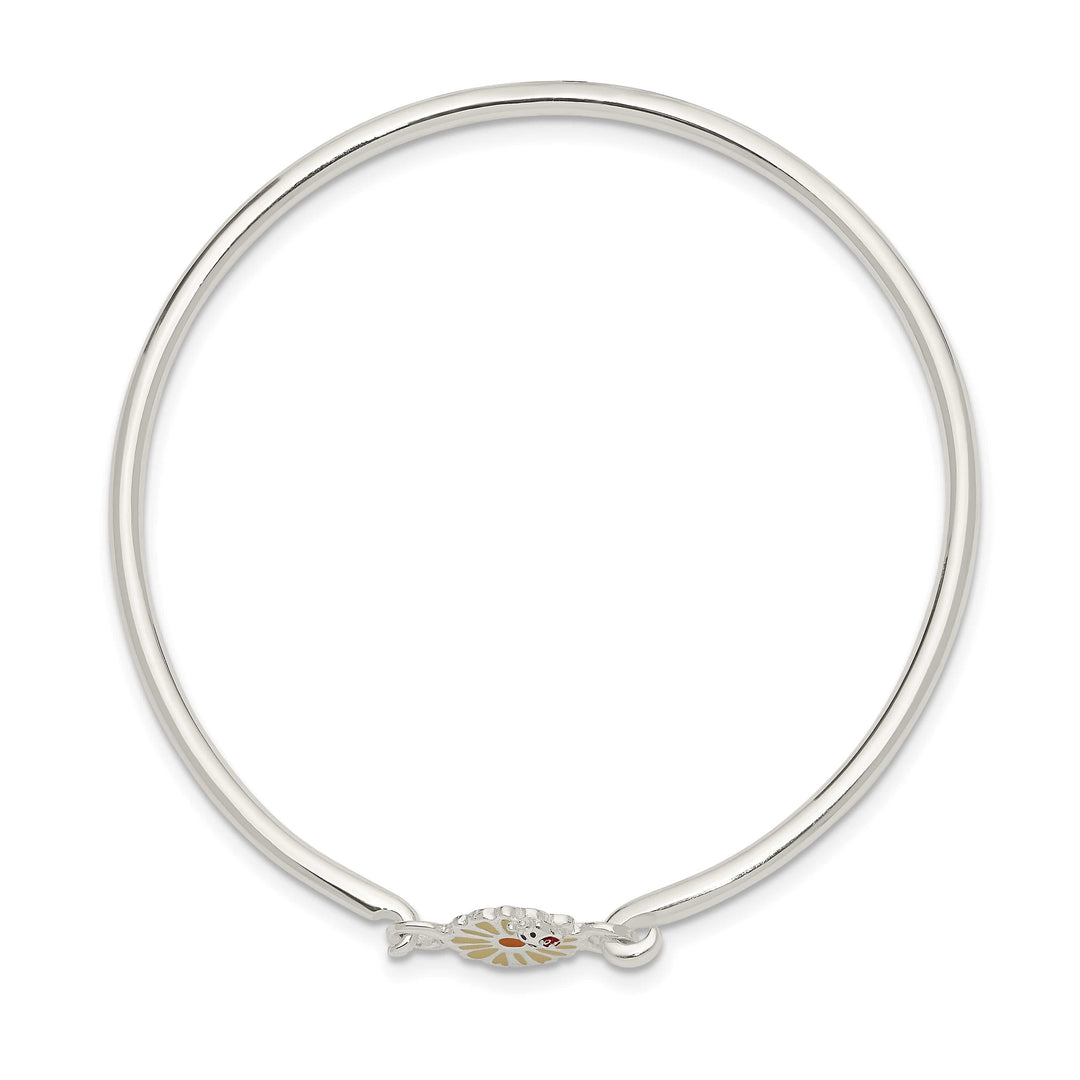 Sterling Silver Enameled Flower and Ladybug Children's Bangle Bracelet