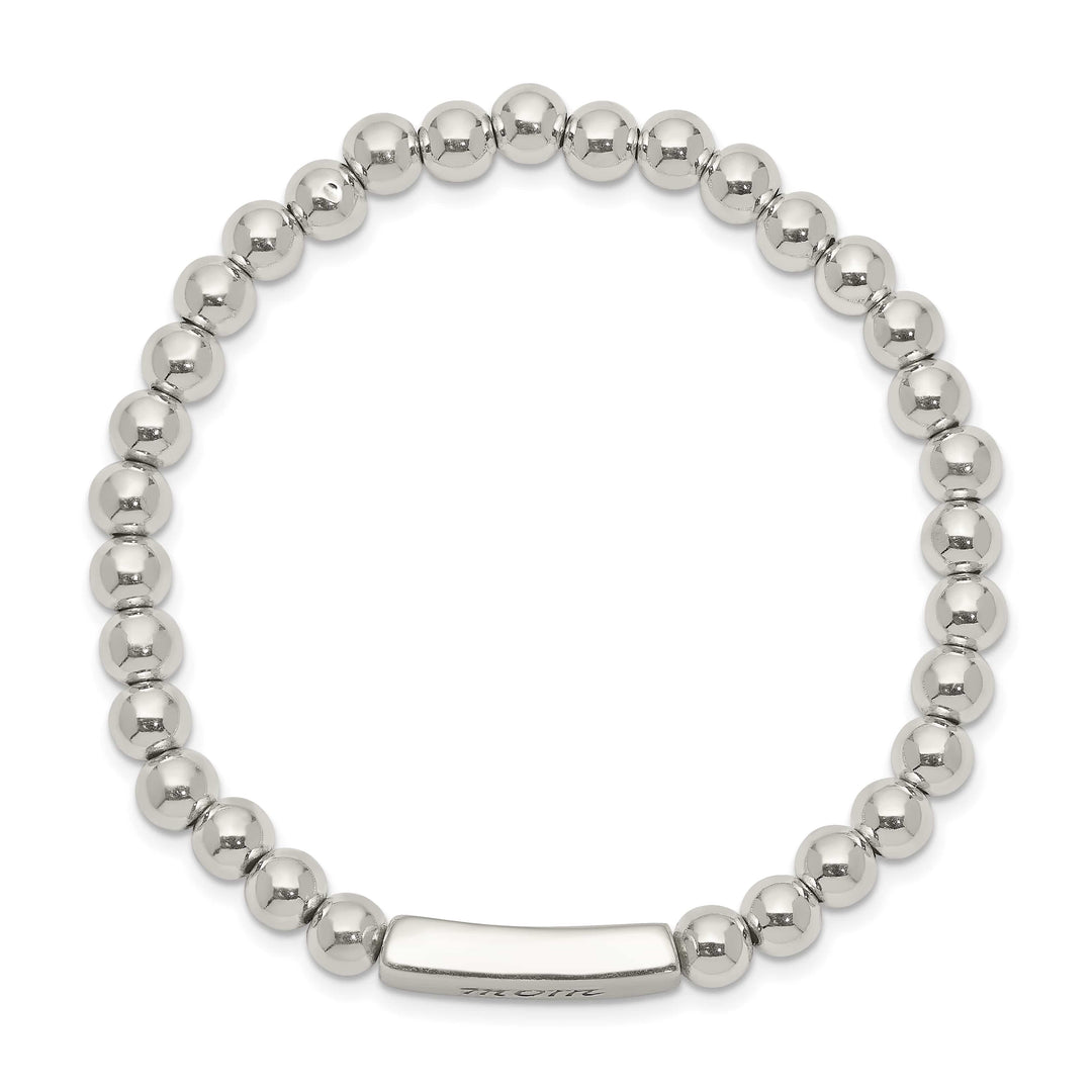 Sterling Silver Enameled MOM Beaded Stretch Bracelet