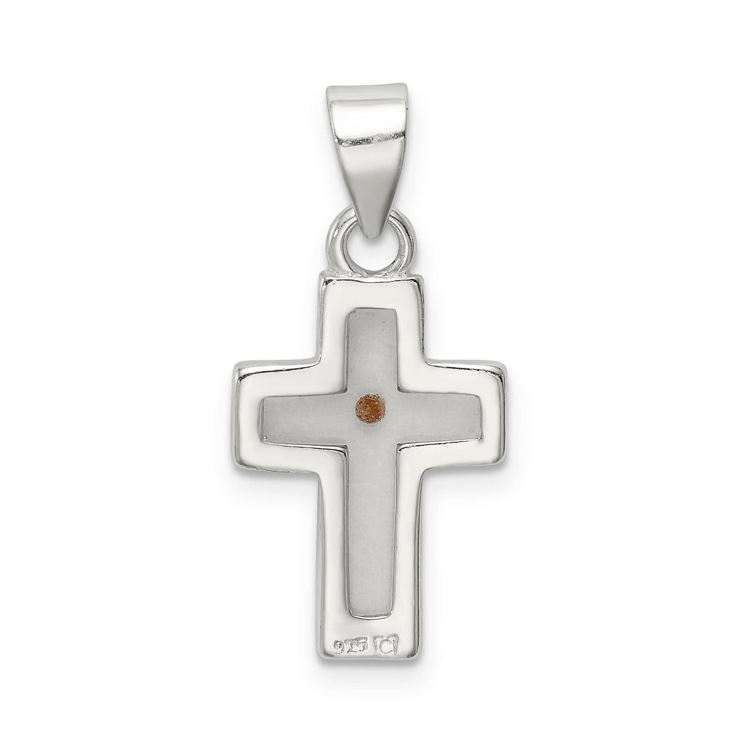 Sterling Silver Enameled Mustard Seed Cross Pendant