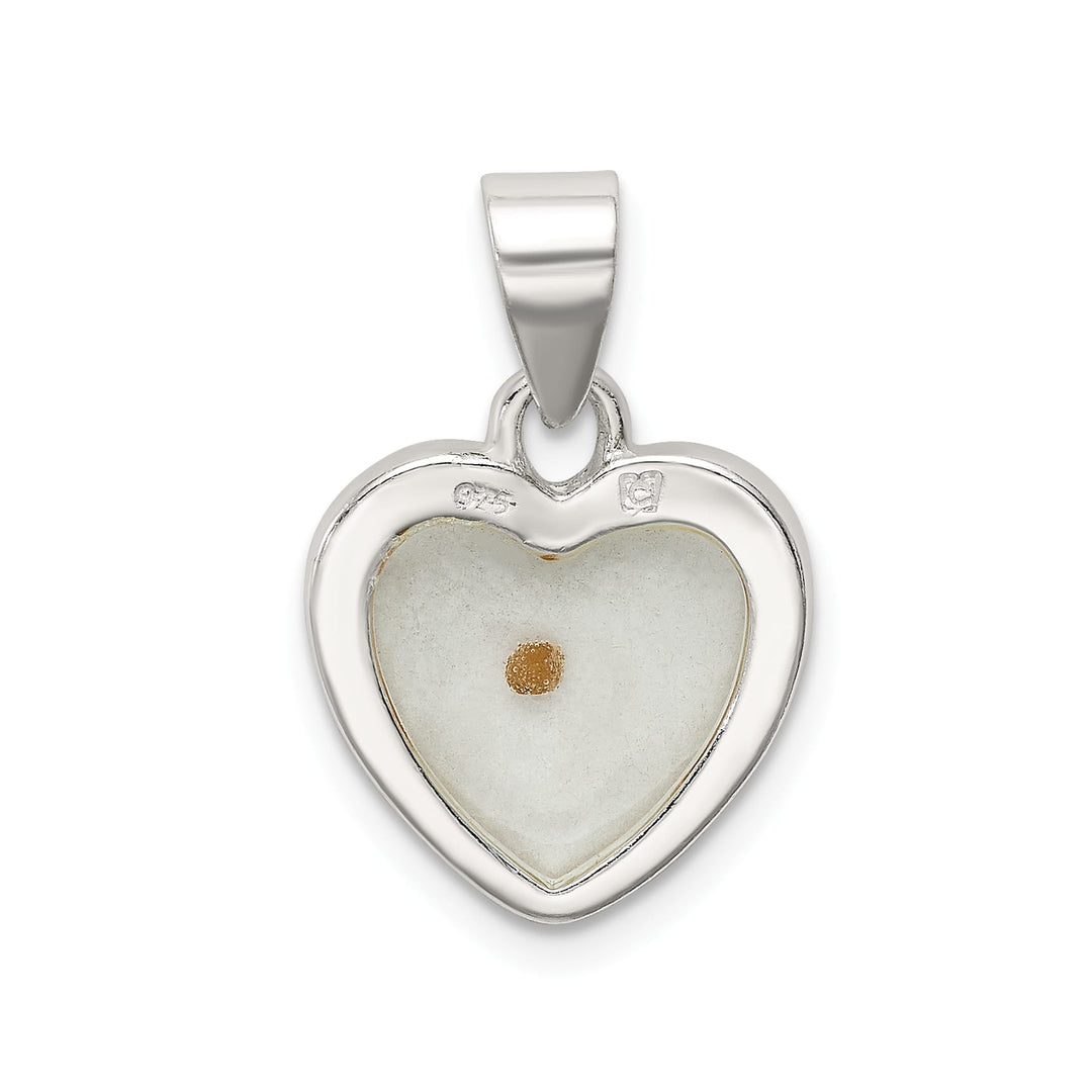Sterling Silver Enameled Mustard Seed Heart Pendant