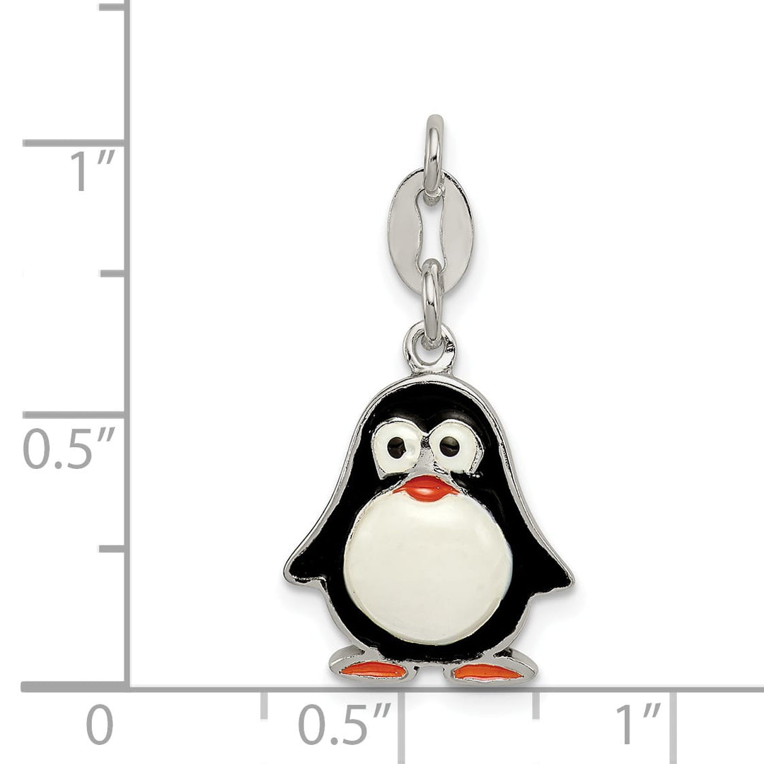 Sterling Silver Enameled Penguin Pendant
