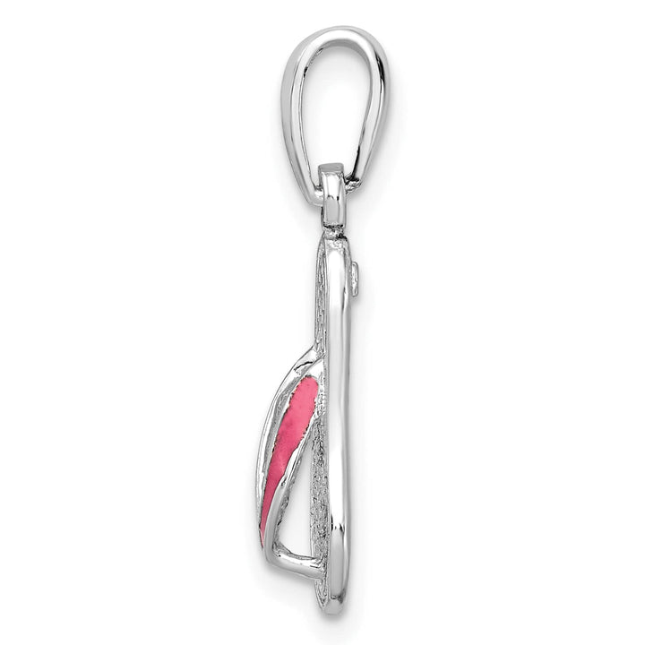 Sterling Silver Enameled Pink Flip-flop Pendant