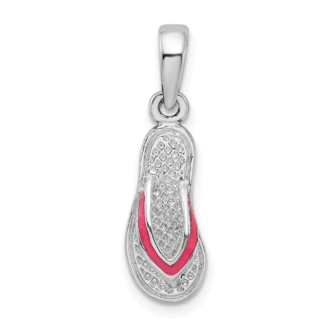 Sterling Silver Enameled Pink Flip-flop Pendant