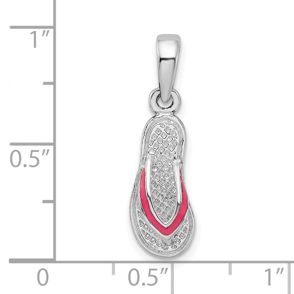 Sterling Silver Enameled Pink Flip-flop Pendant