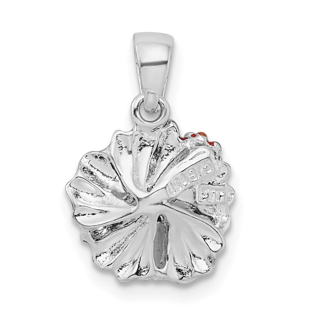 Sterling Silver Enameled Red Hibiscus Pendant