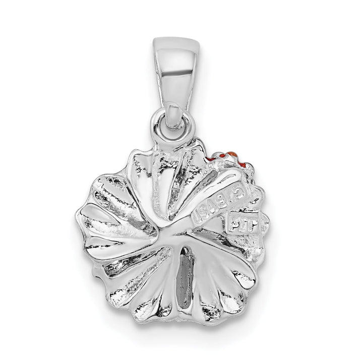 Sterling Silver Enameled Red Hibiscus Pendant