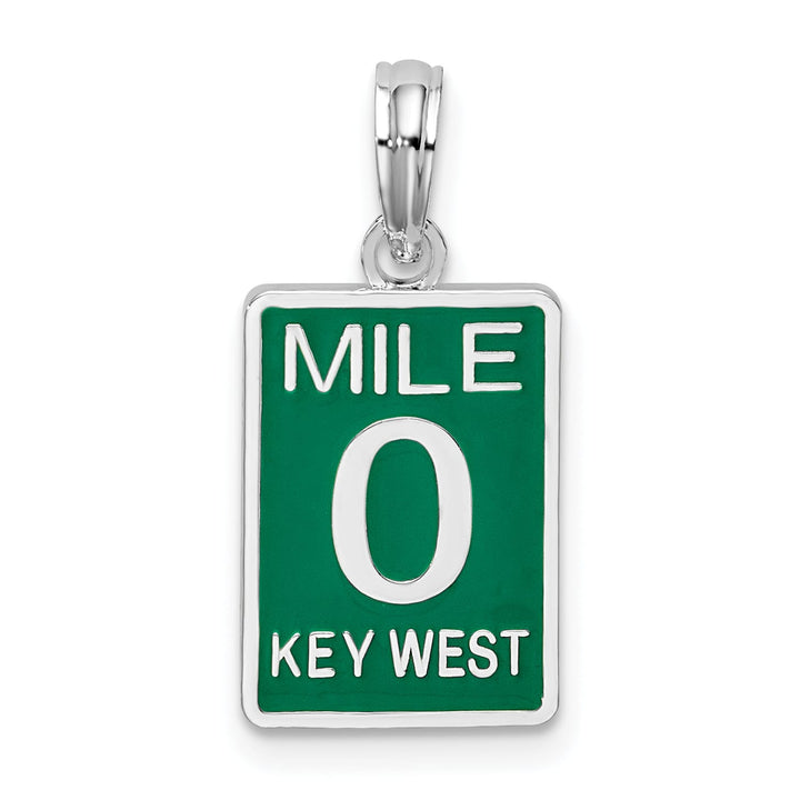 Sterling Silver Enameled Small Key West Mile 0 Pendant