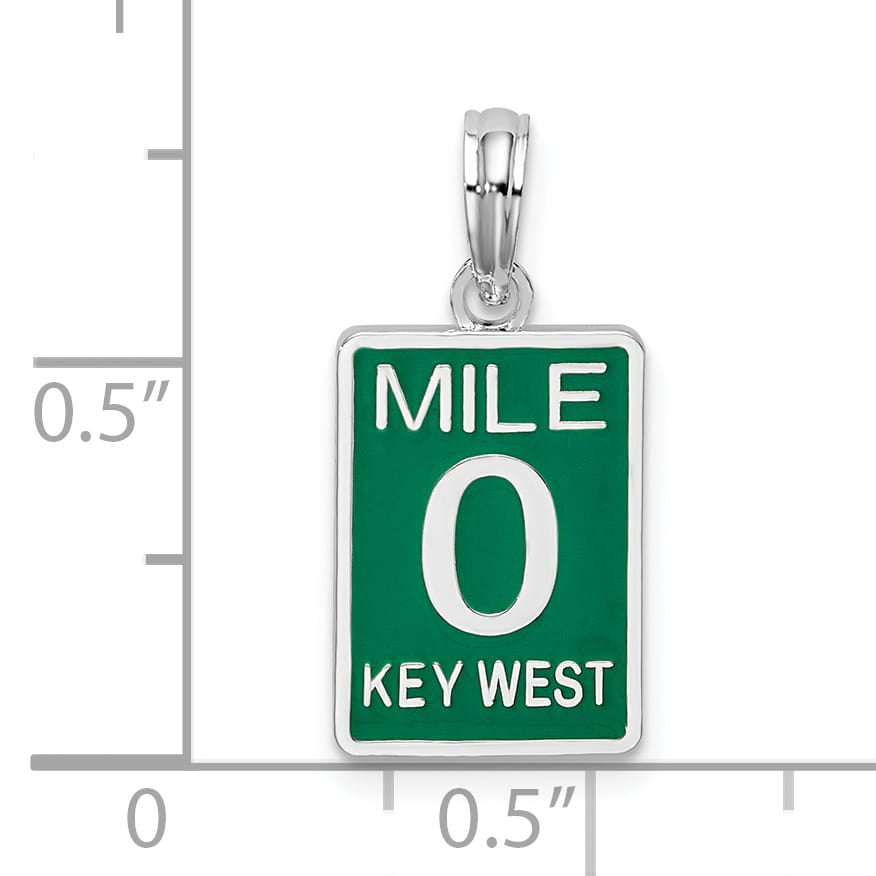 Sterling Silver Enameled Small Key West Mile 0 Pendant