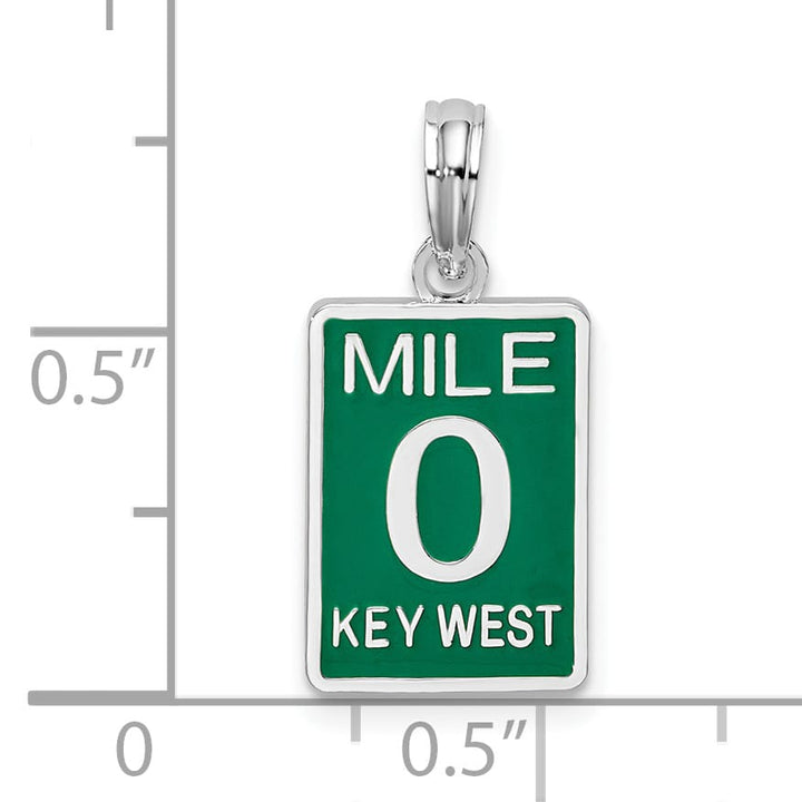 Sterling Silver Enameled Small Key West Mile 0 Pendant