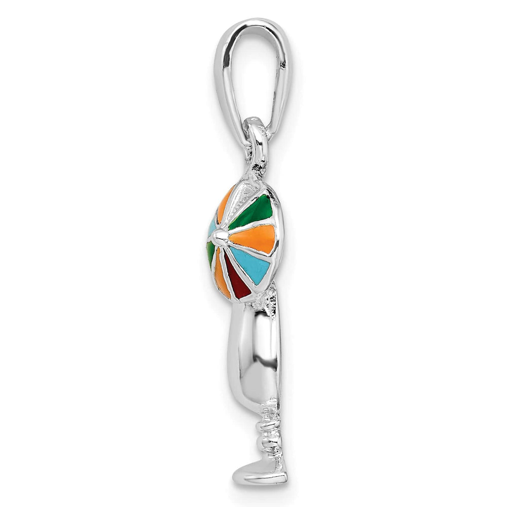 Sterling Silver Enameled Tropical Drink Pendant