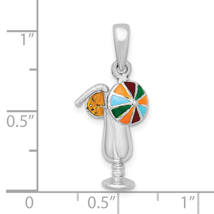 Sterling Silver Enameled Tropical Drink Pendant