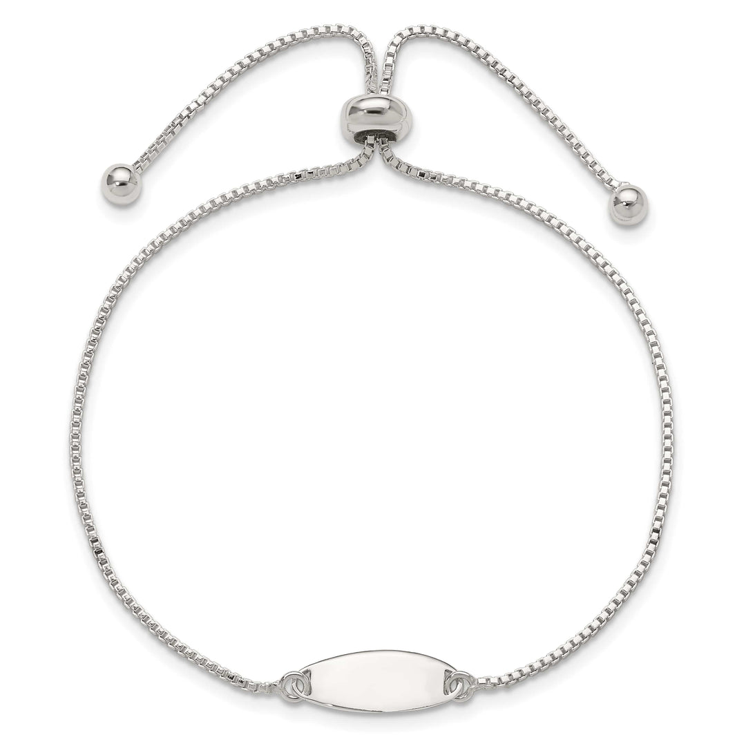 Sterling Silver Engravable 15x5mm Oval Plate Adjustable Bolo Bracelet