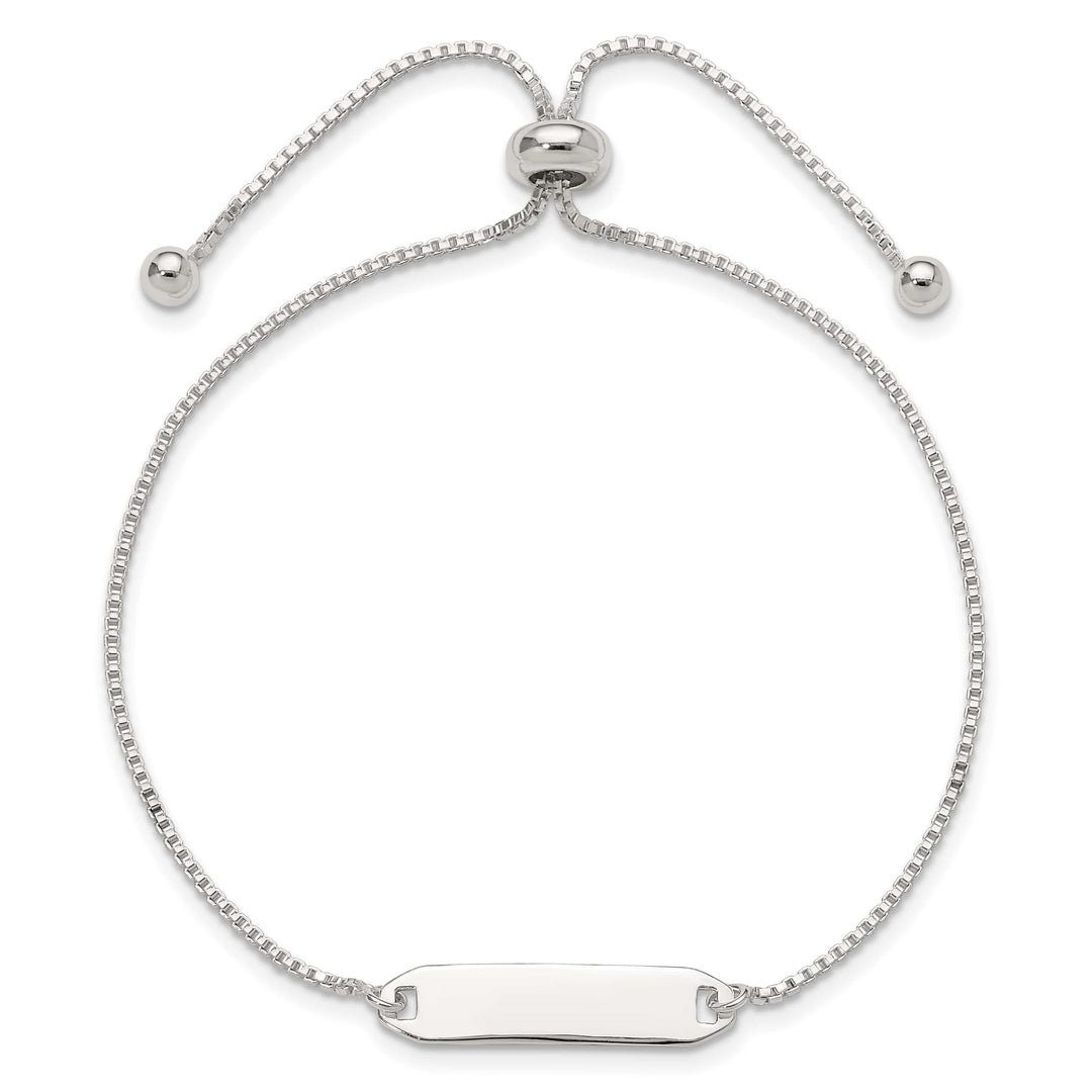 Sterling Silver Engravable 21x5mm Plate Adjustable Bolo ID Bracelet