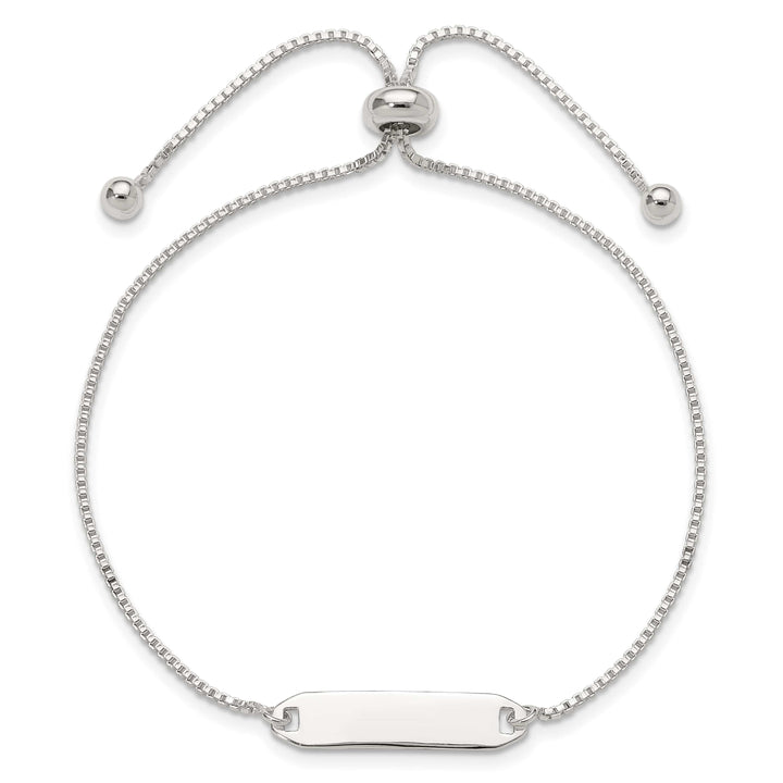 Sterling Silver Engravable 21x5mm Plate Adjustable Bolo ID Bracelet