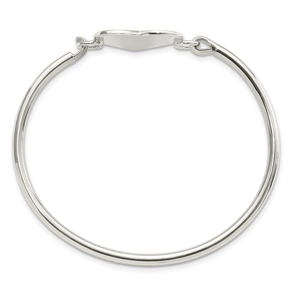 Sterling Silver Engravable 26mm Heart Disc Hook Closure Bangle