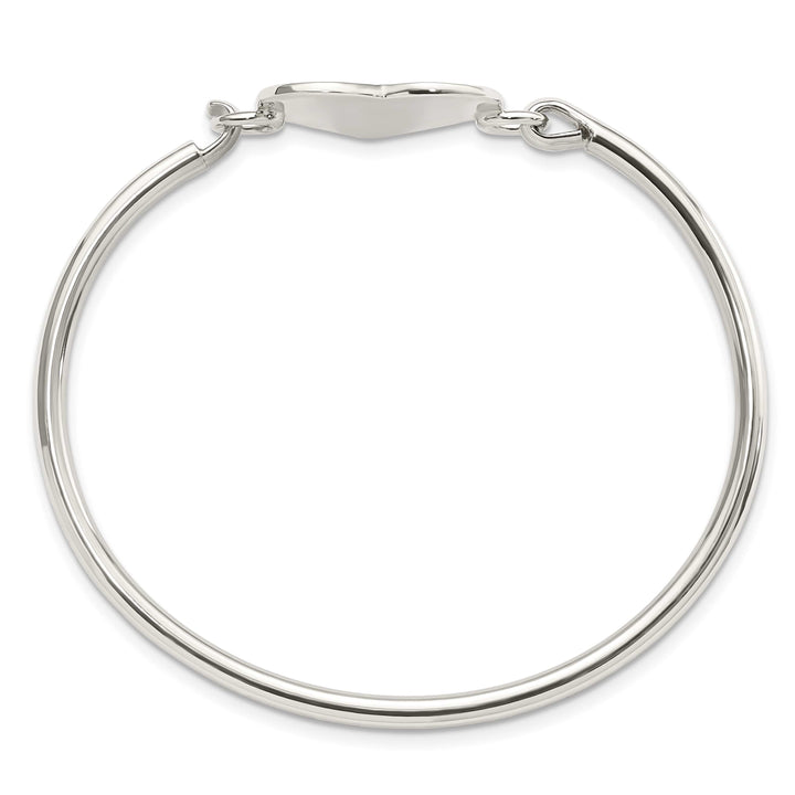 Sterling Silver Engravable 26mm Heart Disc Hook Closure Bangle