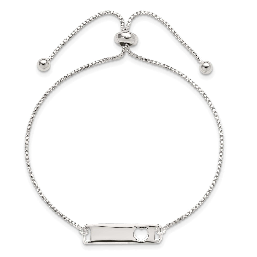 Sterling Silver Engravable Cut-out Heart Adjustable Bolo Bracelet