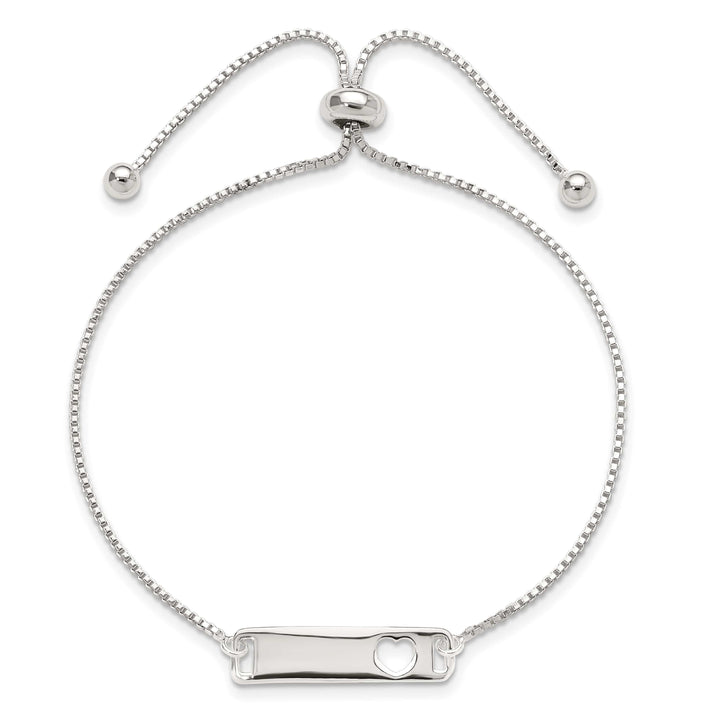 Sterling Silver Engravable Cut-out Heart Adjustable Bolo Bracelet