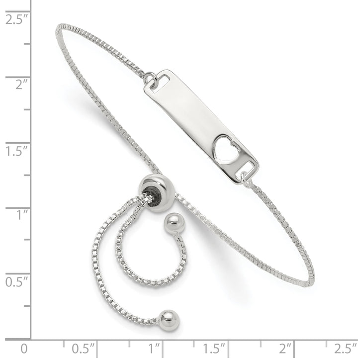 Sterling Silver Engravable Cut-out Heart Adjustable Bolo Bracelet