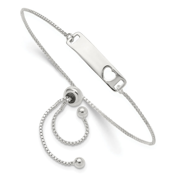 Sterling Silver Engravable Cut-out Heart Adjustable Bolo Bracelet