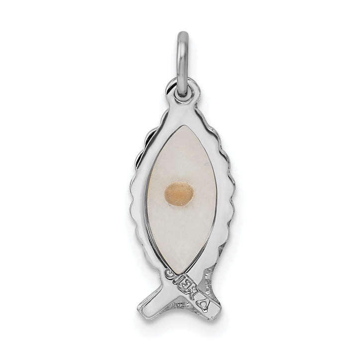 Sterling Silver Epoxy Ichthus with Mustard Seed Pendant