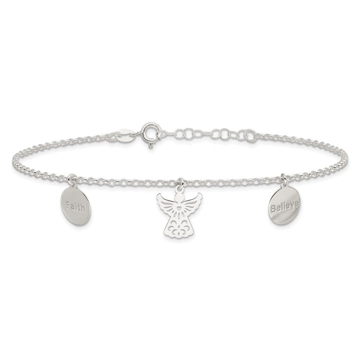 Sterling Silver Faith/Believe/Angel Anklet