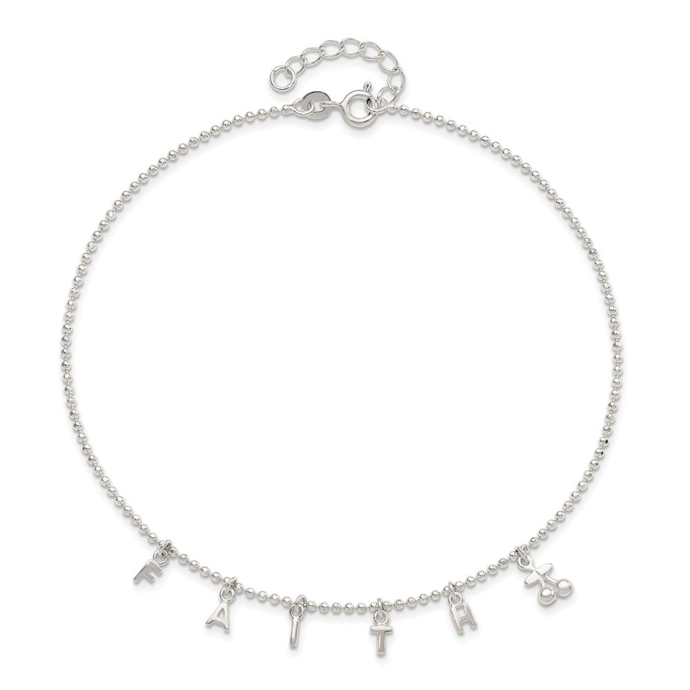 Sterling Silver Faith Letters Anklet
