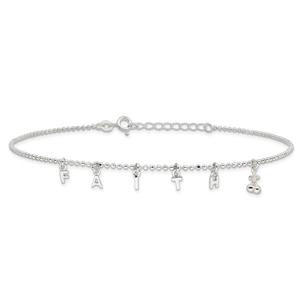 Sterling Silver Faith Letters Anklet
