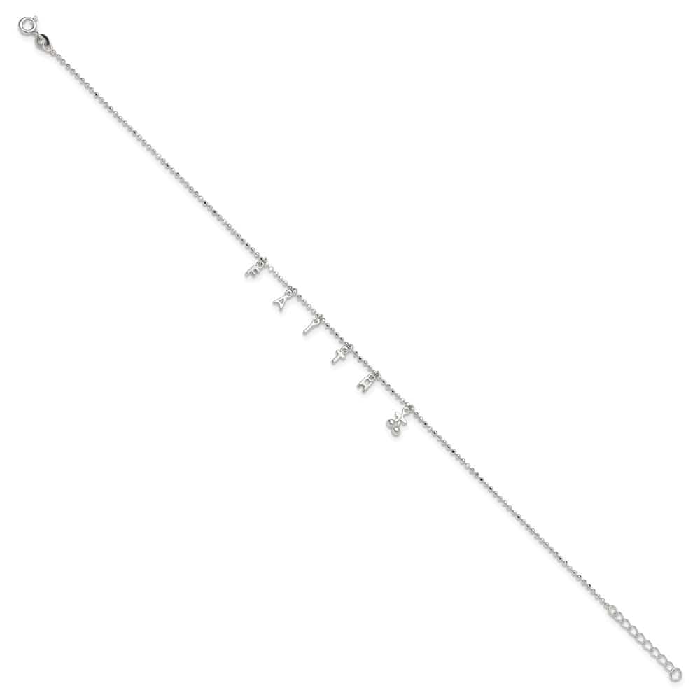 Sterling Silver Faith Letters Anklet