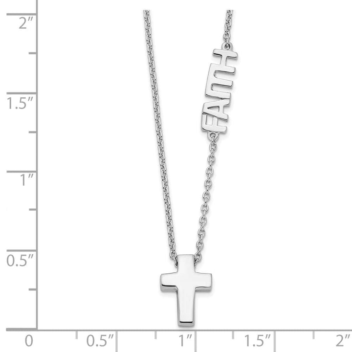 Sterling Silver FAITH with Cross Necklace