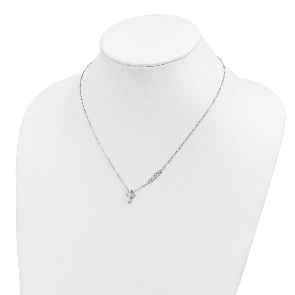 Sterling Silver FAITH with Cross Necklace