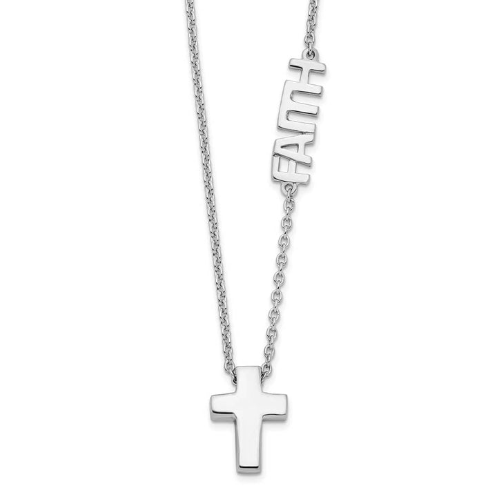 Sterling Silver FAITH with Cross Necklace