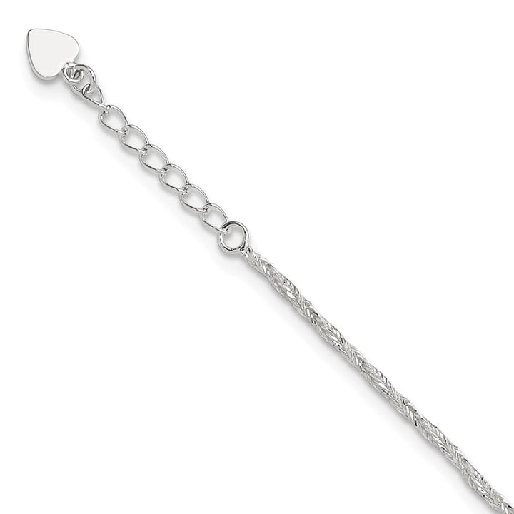 Sterling Silver Fancy Anklet — .925 sterling silver, 10 inches long, 1 inch extension, 2 mm wide, lobster clasp, 2.39 g