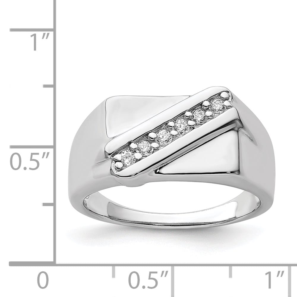 Sterling Silver Fancy CZ Men's Ring