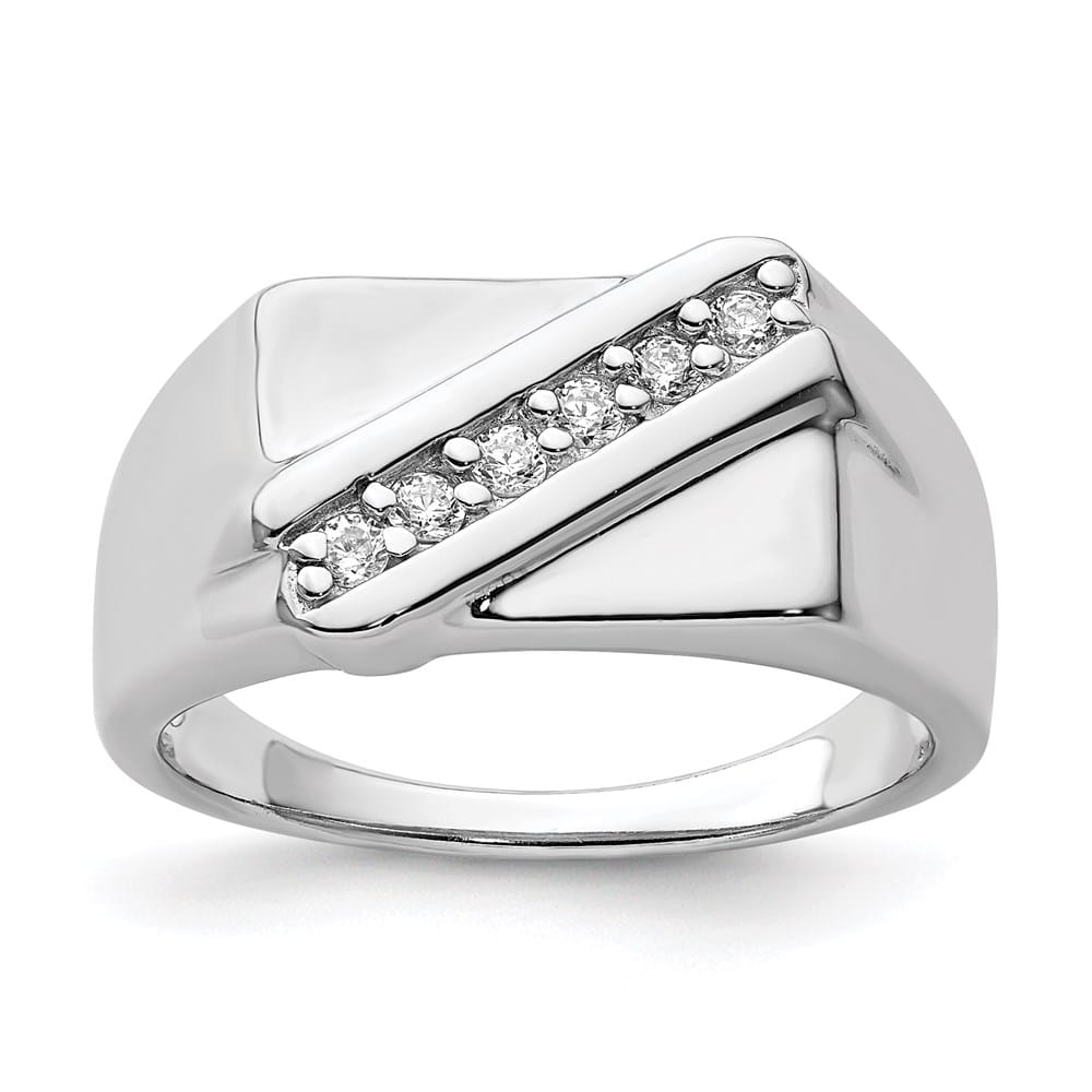 Sterling Silver Fancy CZ Men's Ring
